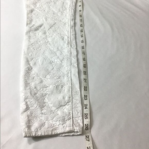 Jen7 7For All Mankind White Jacquard Skinny Ankle Jeans Size 0 - Picture 5 of 7
